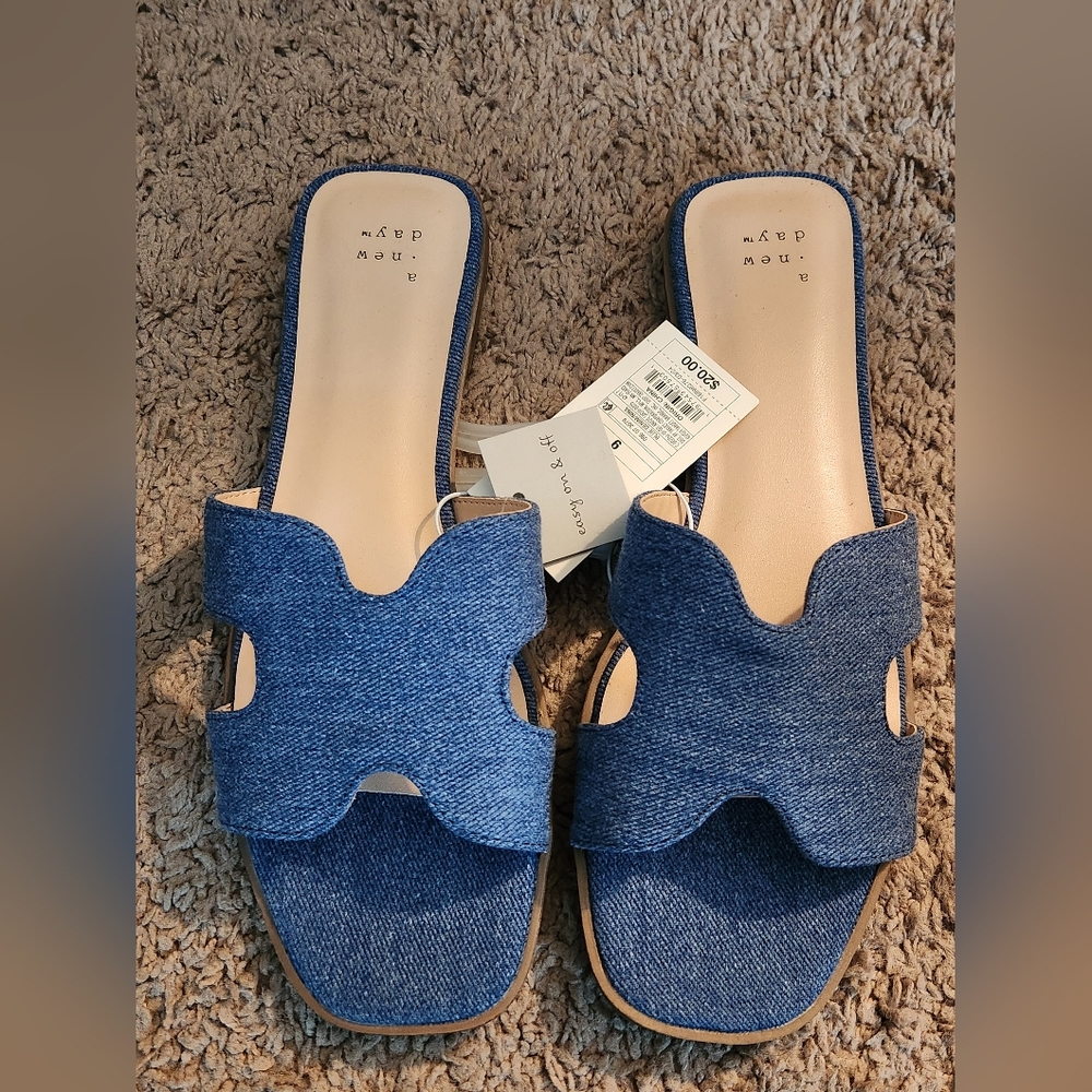 NWT Blue Denim Slides